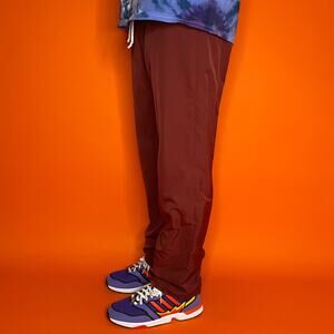 Vintage 90s Varsity Track Pants Mens M Dark Red Polyester Sweatpants Lined